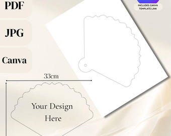 Modello vuoto per ventaglio decorato: programma di nozze fai da te (Canva, PDF, JPG)
