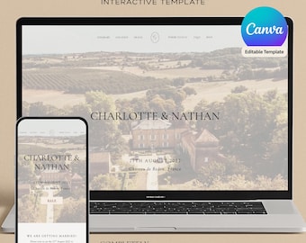 Classic and Elegant Wedding Website Canva Digital Template - Digital Download