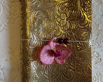 Goldrush Magenta— Gold Floral Embossed Leather A5 B5 trifold journal, Louise Carmen Inspired, Traveler’s Notebook, Bible Journaling
