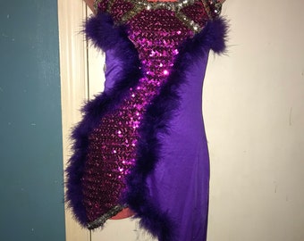 purple and silver dress