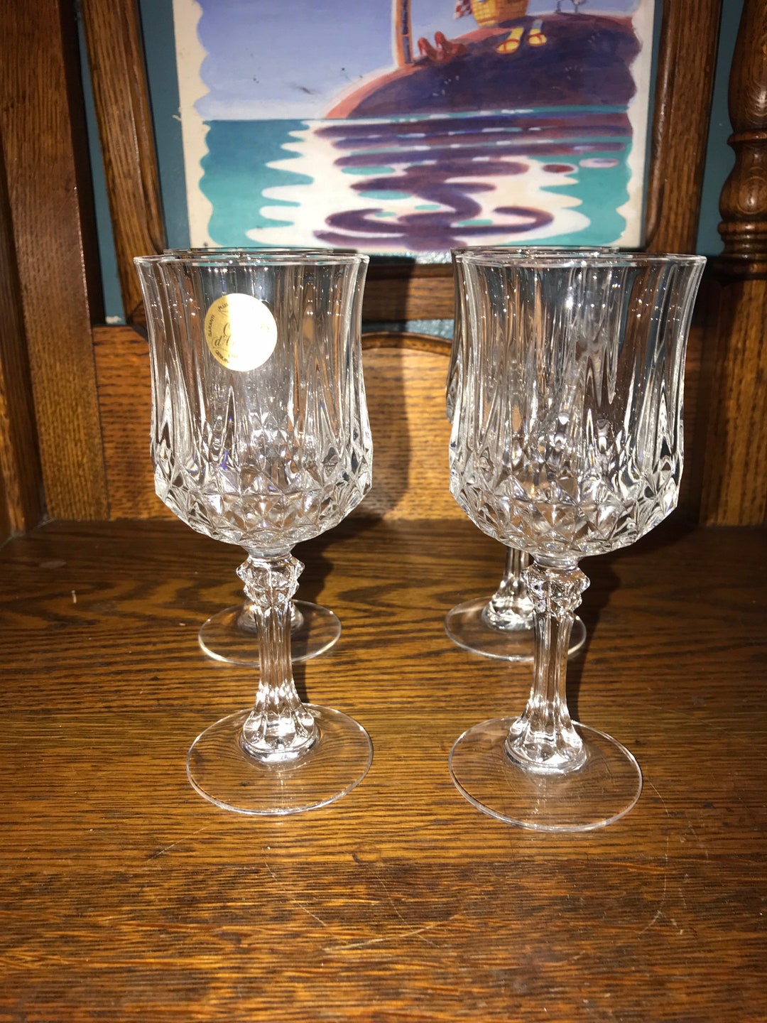 Vintage Cristal D Arques Glasses. Vintage Crystal Wine Glasses. Set of Four. France Cristal D