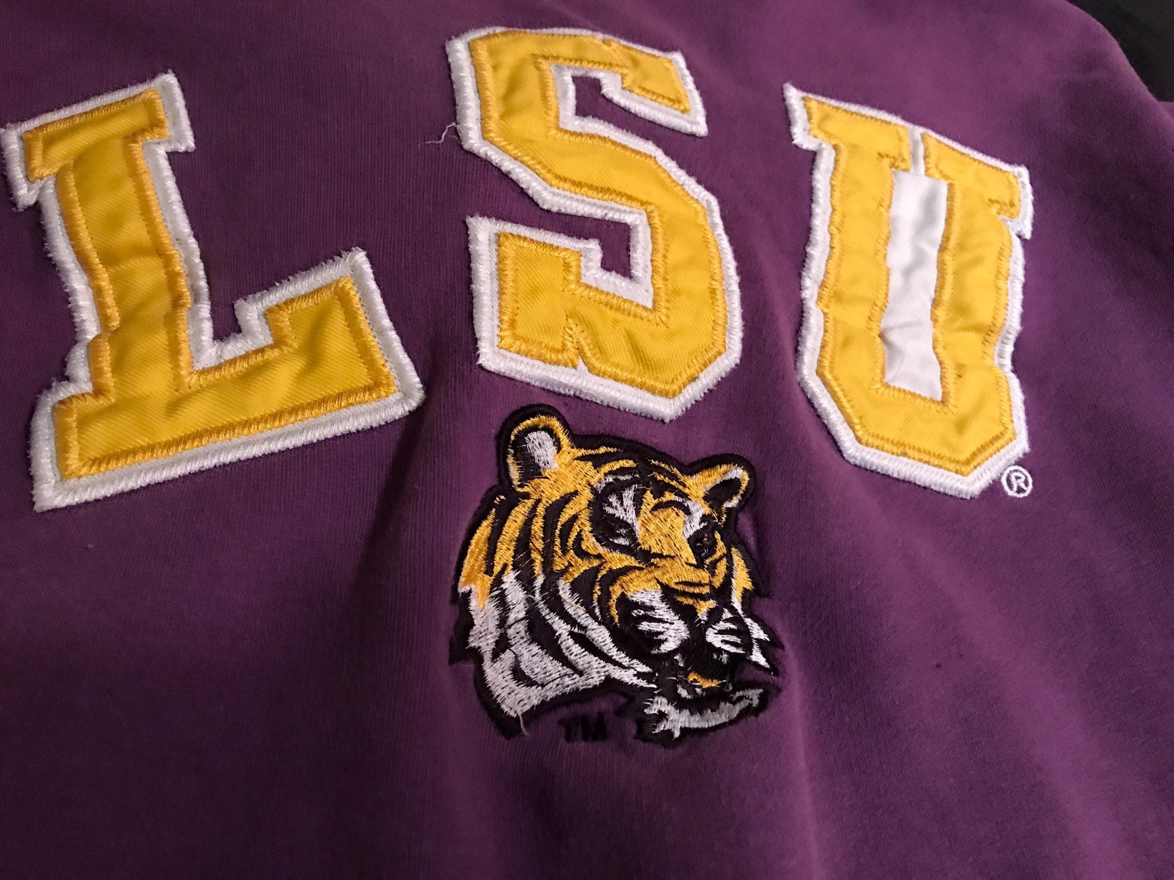 Vintage 90's LSU Tigers Hooded Sweatshirt. Purple LSU Tigers Sweatshirt ...