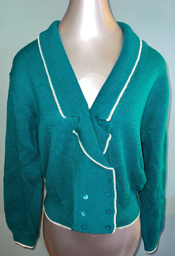 Vintage 1980’s Green Wool Sweater, Size Medium