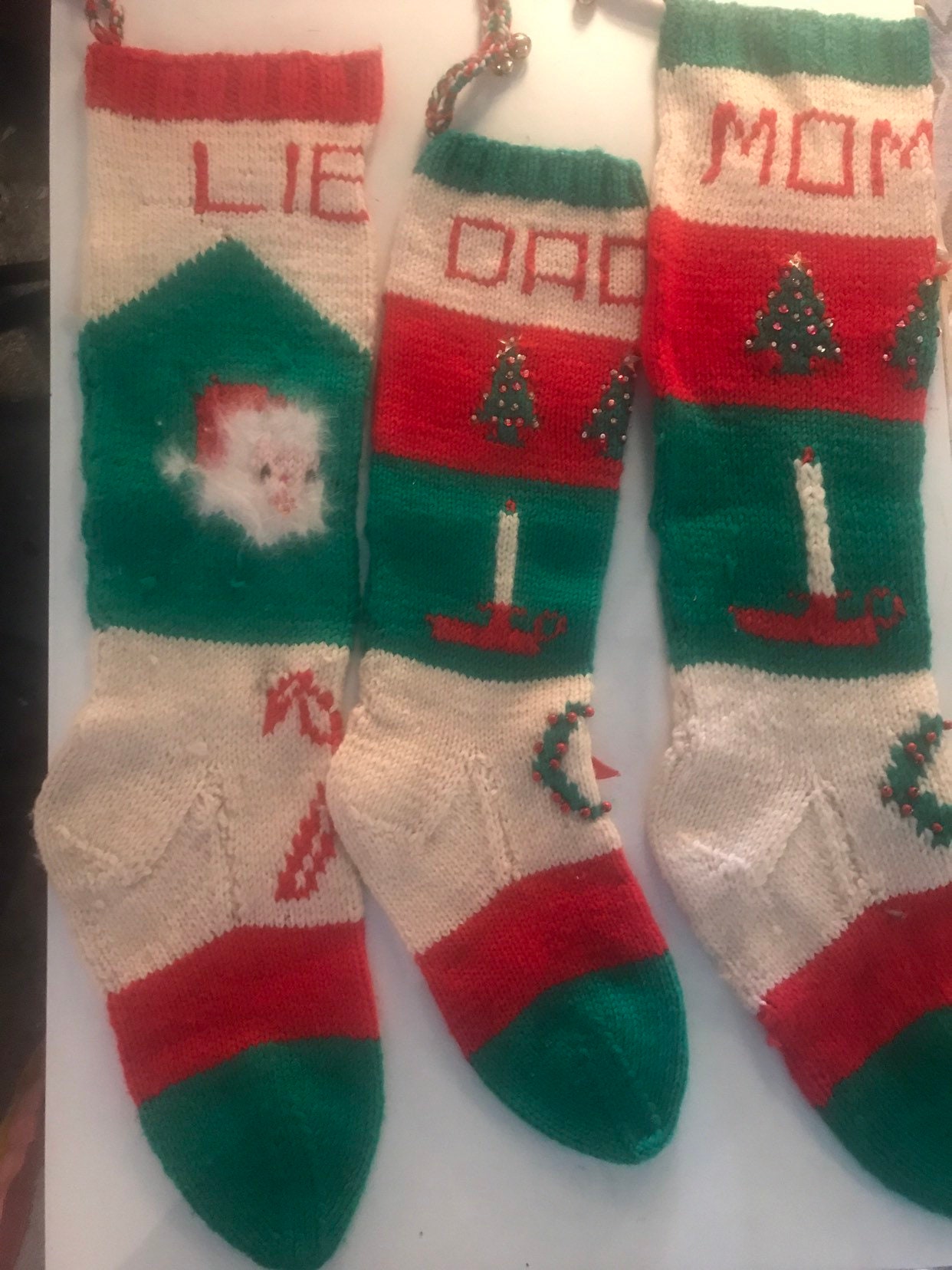 Vintage Handmade Knit Christmas Stockings. Hand Knitted Etsy