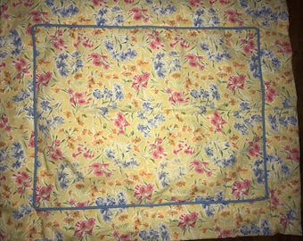 Vintage Laura Ashley Yellow Floral Standard Size Pillow Sham Set.
