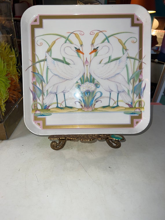 Vintage Design Imports Swan Tray. Melamine Double Swan Tray. Beautiful Swan Tray. Swan Serving Tray. Made in Italy