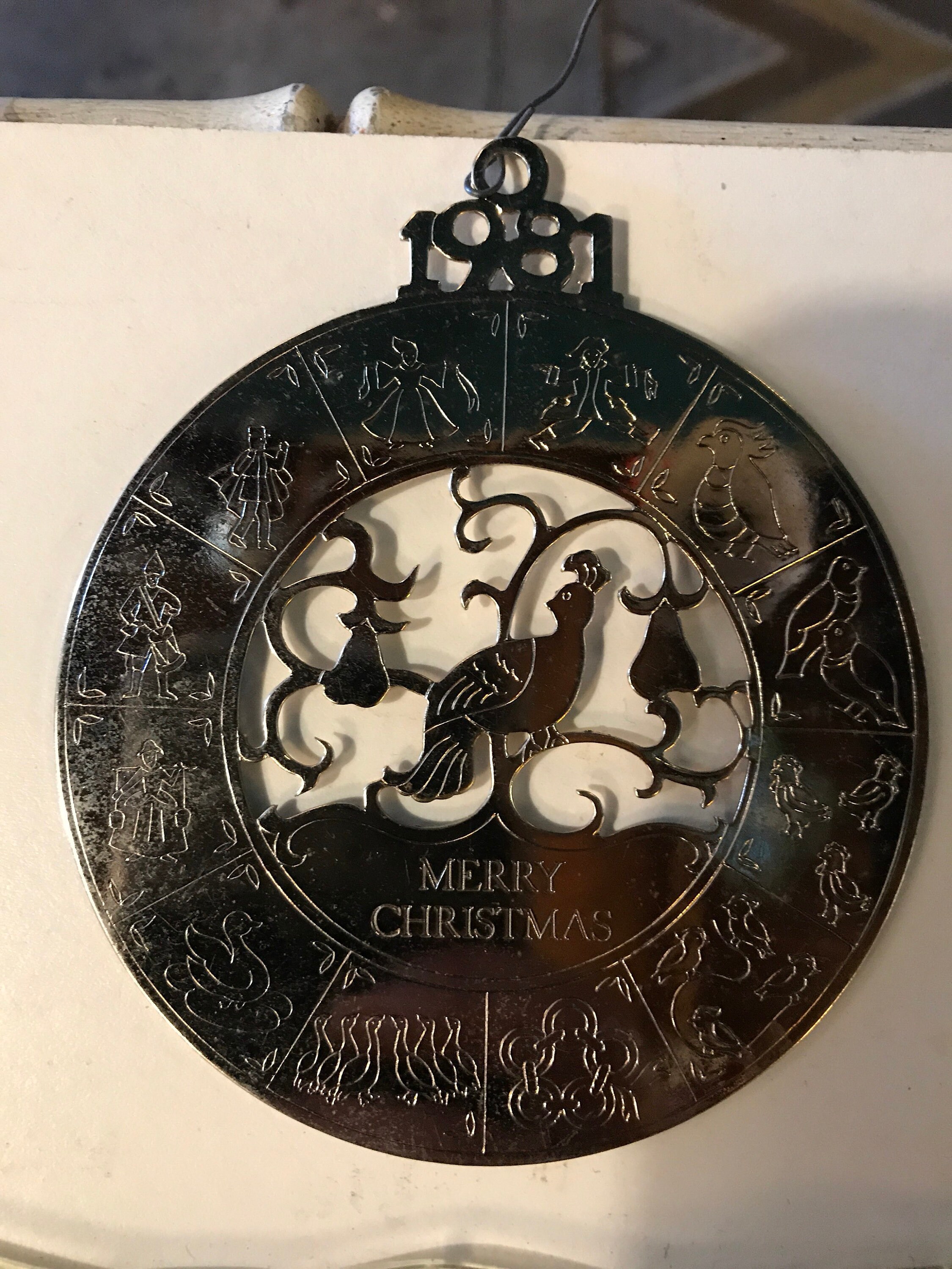 Vintage Christmas Ornament. Gold Metal Christmas Ornament. 1981 ...