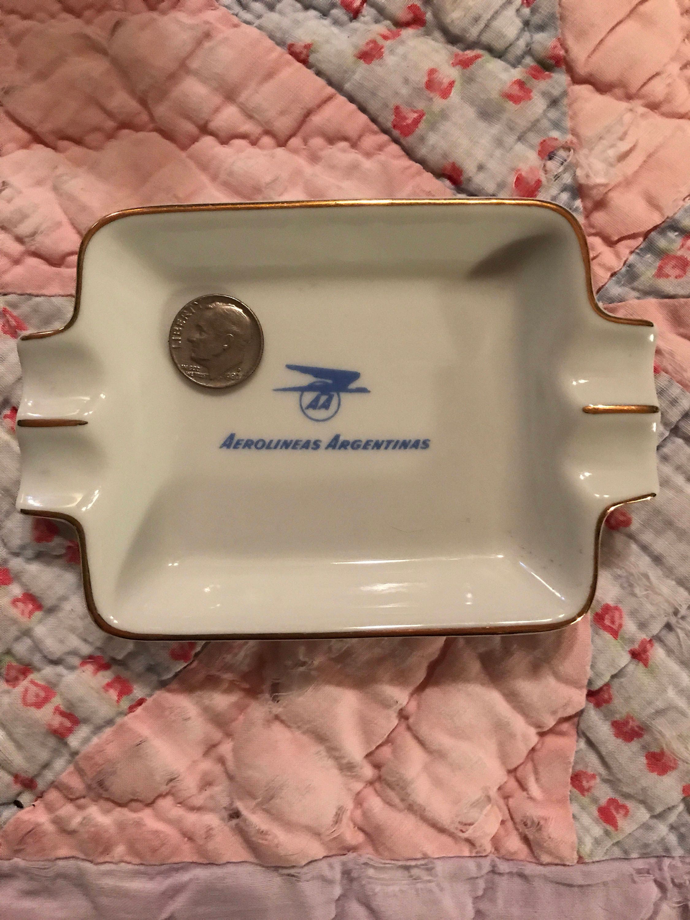 Vintage Ashtray. Argentina Airlines Ashtray. Airline Souvenir