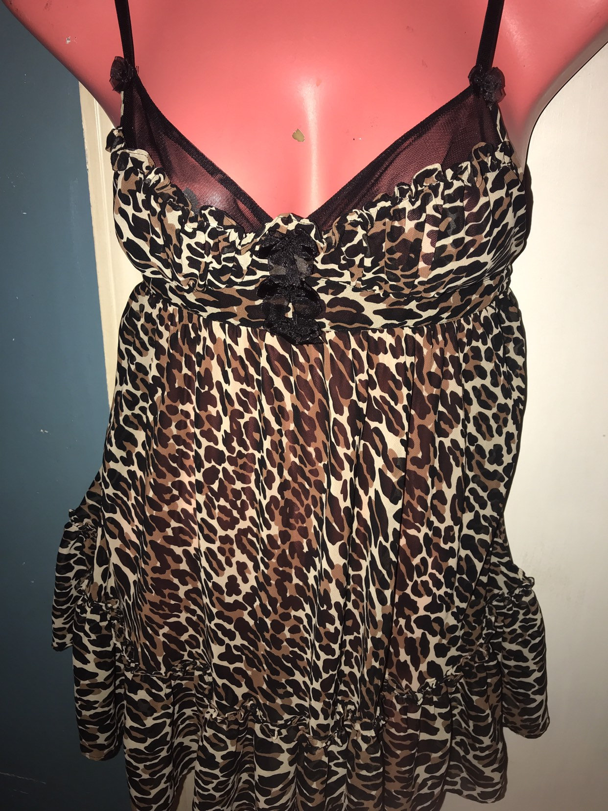 Vintage Betsey Johnson Lingerie Teddy. Vintage Leopard Print Babydoll