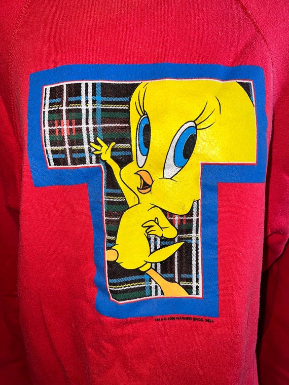 Vintage 1980’s Red Looney Tunes Tweety Bird Sweatshirt, Size Small