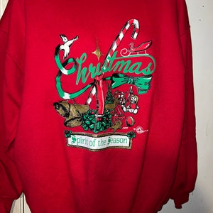 Ugly Christmas Sweatshirt. Christmas Spirit of The Season Sweatshirt. Ugly Christmas Sweatshirt. Vintage Christmas Sweatshirt. Size XL image 1