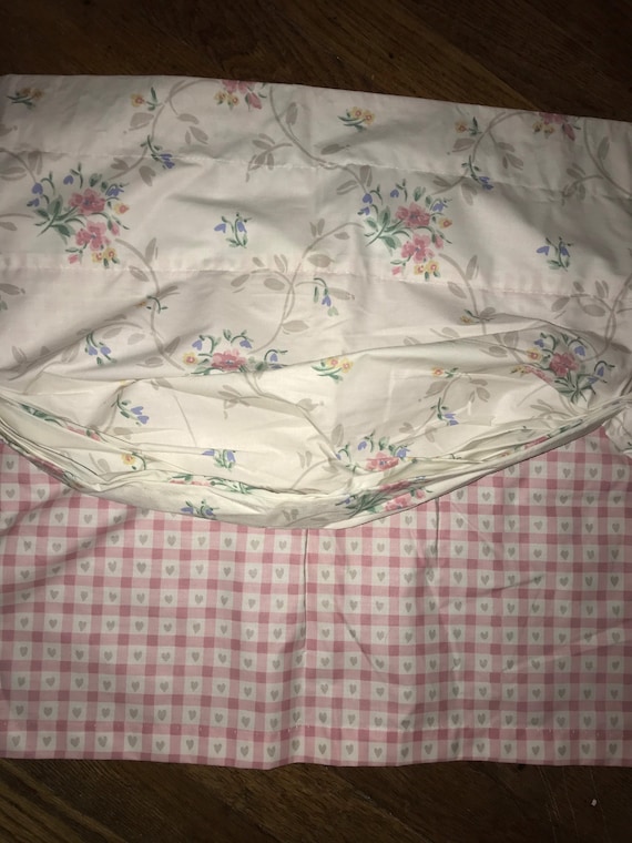 Vintage Pink and White Check Floral Window Valence. Lands End Coming Home