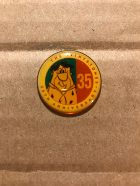 Vintage The Flintstones Pin. The Flintstones 35th Anniversary Pin. Enamel Souvenir Pin. Flintstones Souvenir Pin.