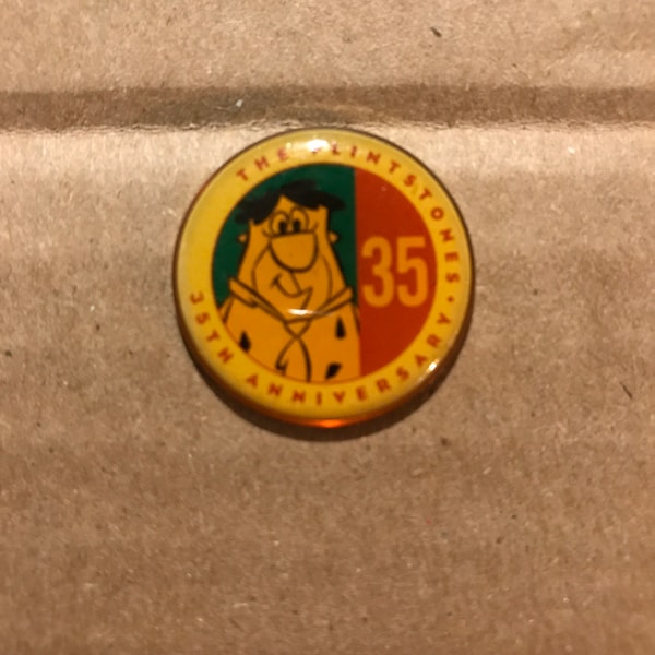 Vintage The Flintstones Pin. The Flintstones 35th Anniversary Pin. Enamel Souvenir Pin. Flintstones Souvenir Pin.