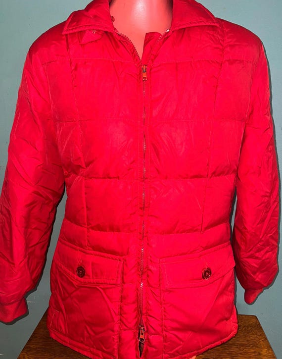 Vintage 80’s Eddie Bauer Goose Down Red Puffy Coat.