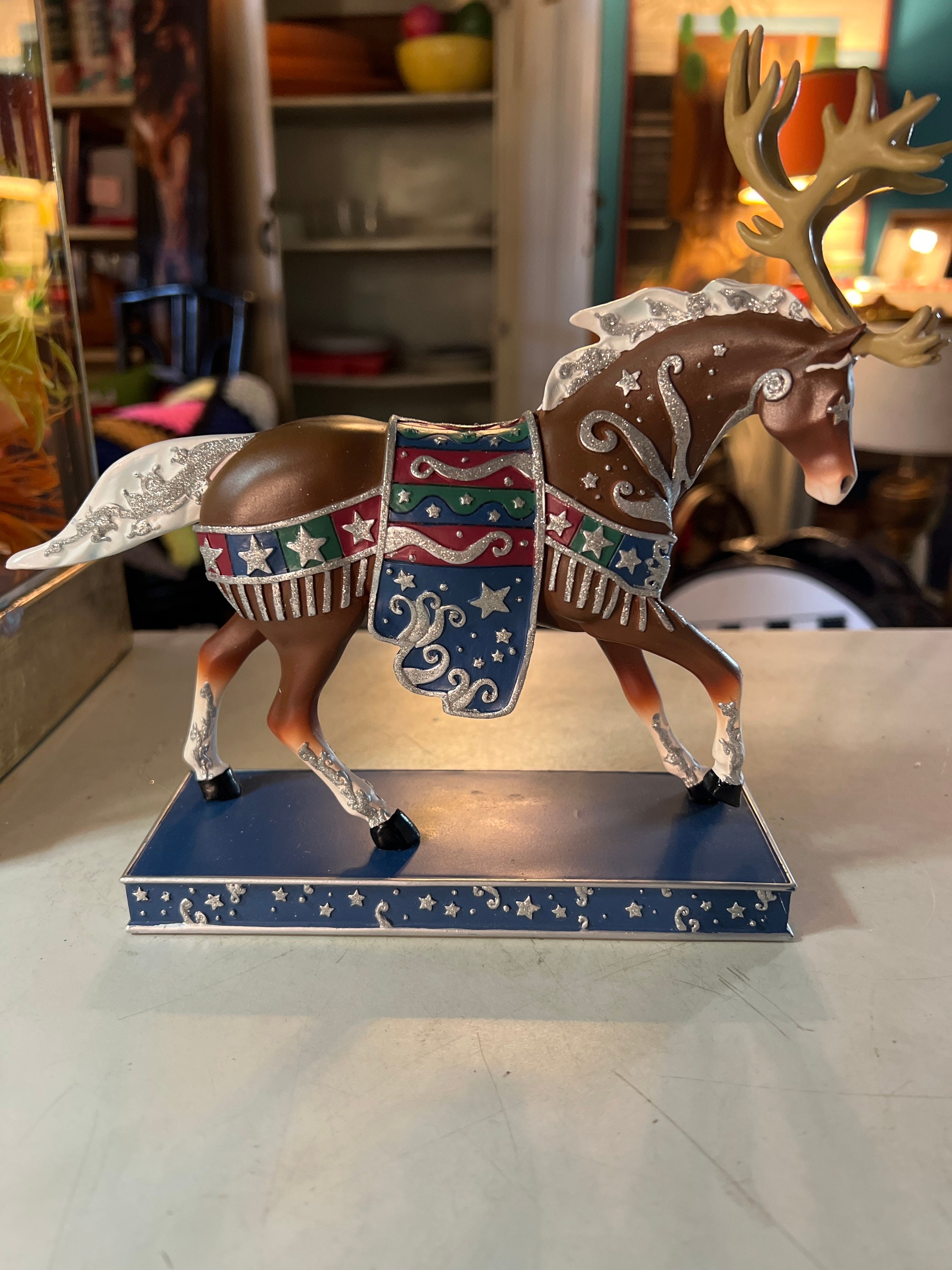 Vintage Christmas Painted Pony. Reindeer Roundup Pony. The Trail of