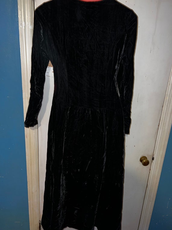 Vintage Black Velvet Dress. Juniors Button Up Vel… - image 7