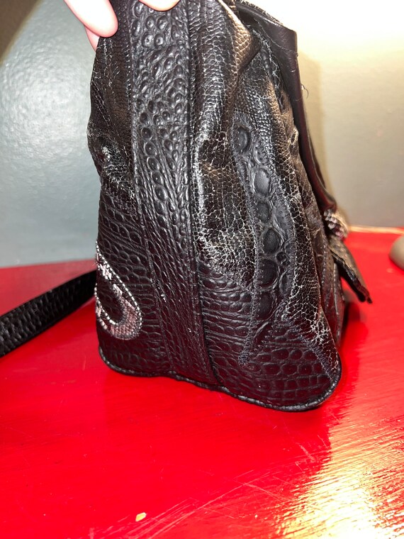 Vintage 1980’s Black Leather Patchwork Purse - image 9
