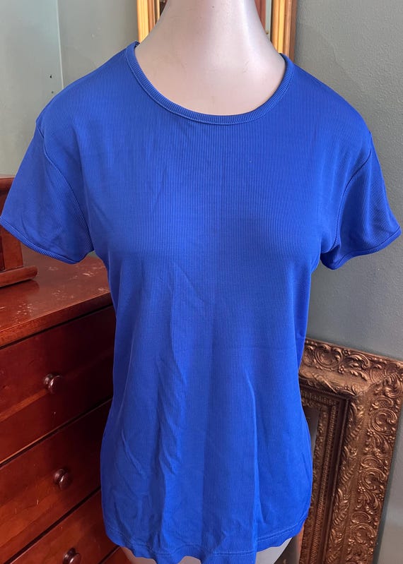 Vintage 1990's Express Blue Rayon and Spandex Shirt, Size Large
