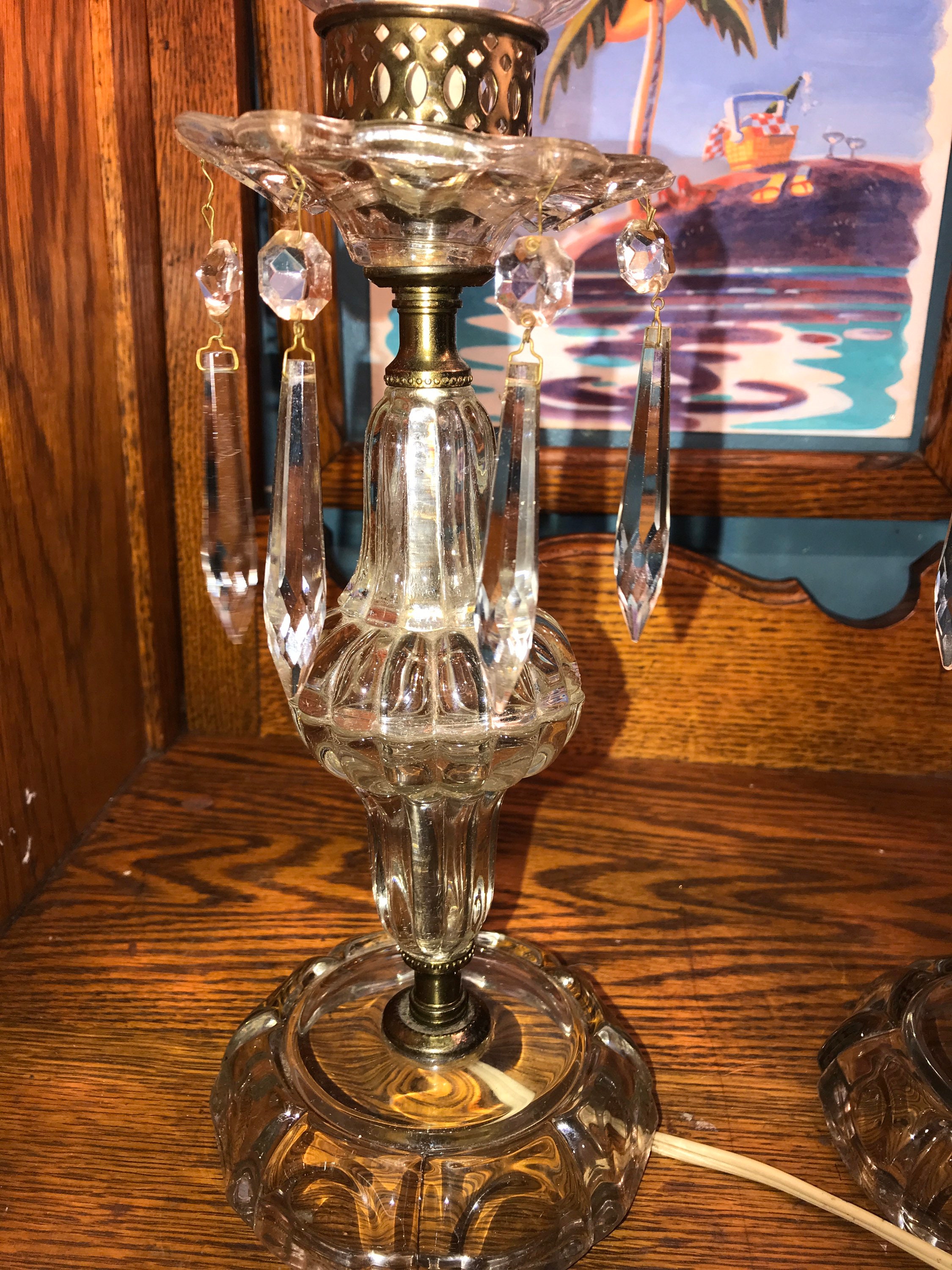 Vintage Glass Lamps. Crystal Boudoir Lamp Set. Bedroom Vanity Etsy