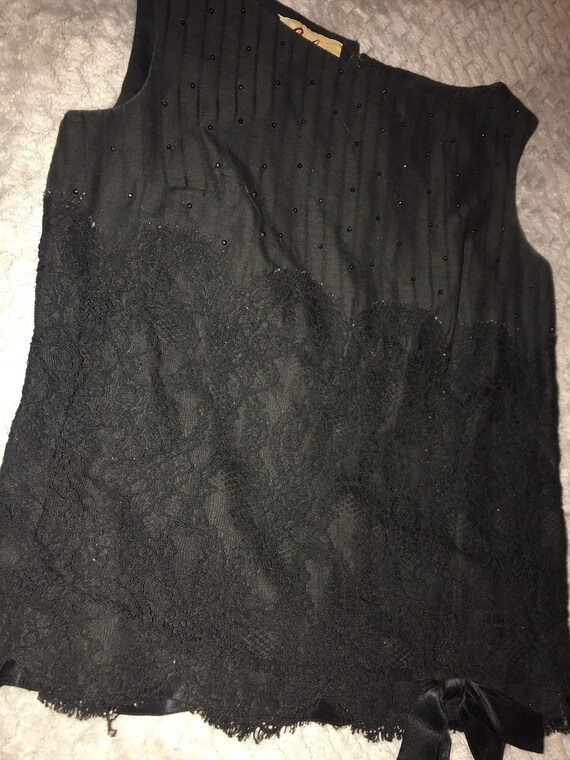 Vintage Carlye Black Tank Top. Vintage Black Lace… - image 2