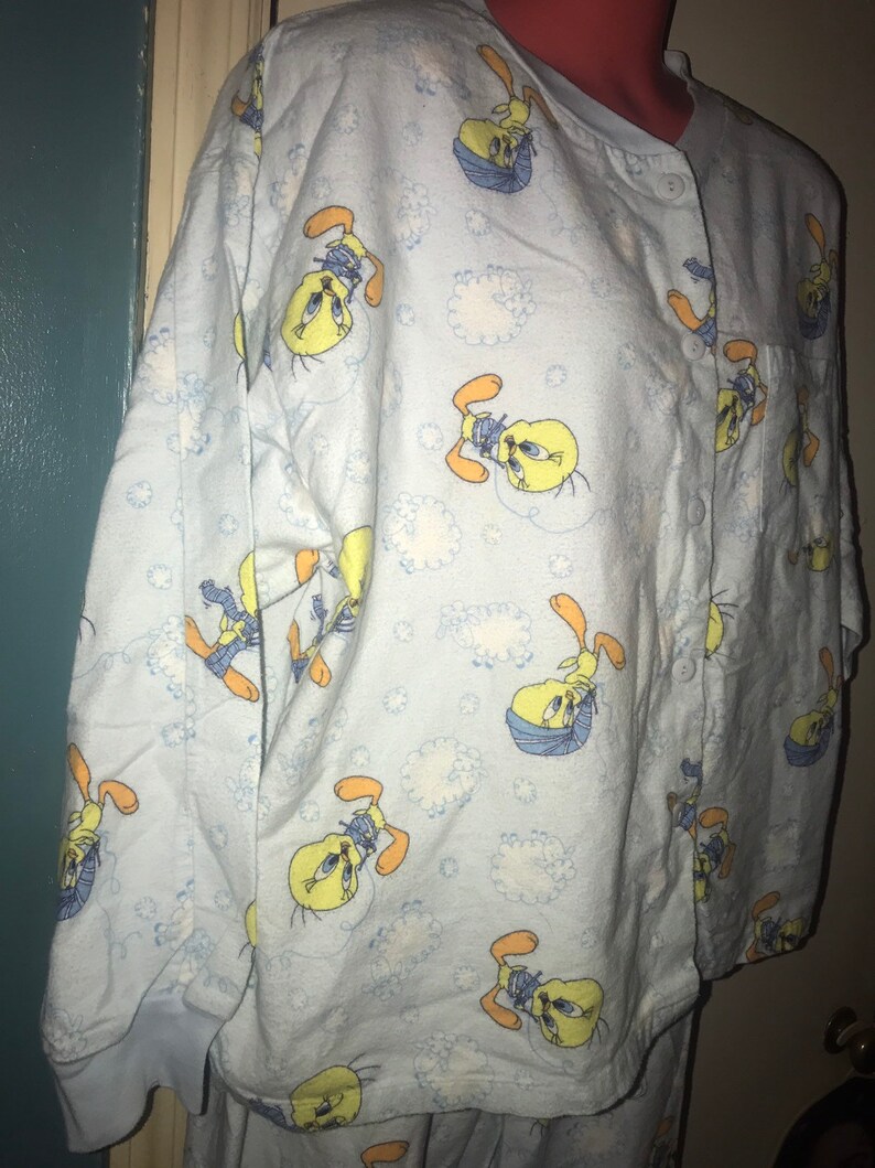 Tweety Bird Looney Tunes Flannel Pajamas 1990/'s Sleepy Tweety Bird Looney Tunes Pajamas Size LargeX-Large Vintage Looney Tunes Pajamas