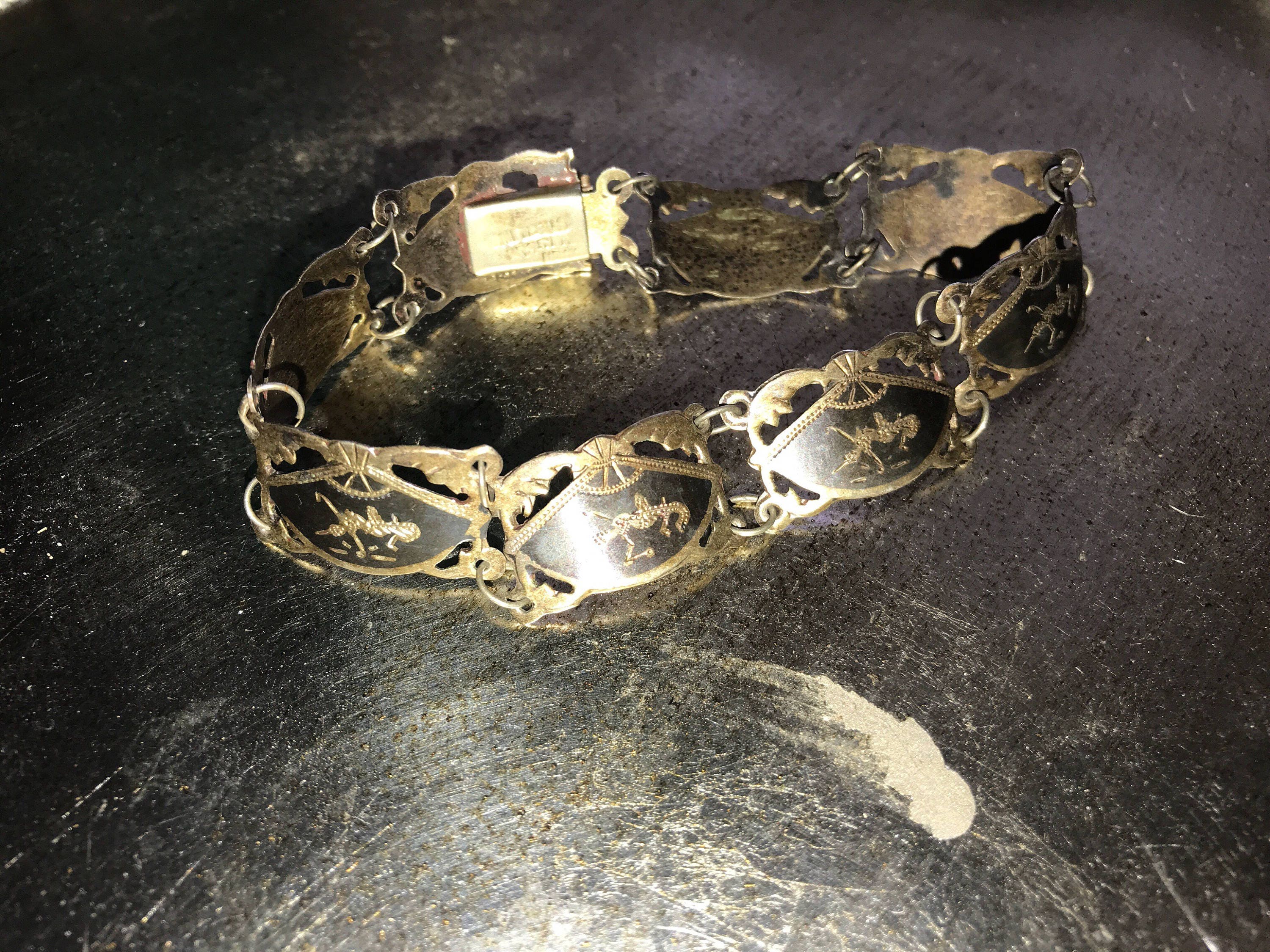 Vintage Sterling Silver Siam Bracelet. Siam Sterling Silver Etsy