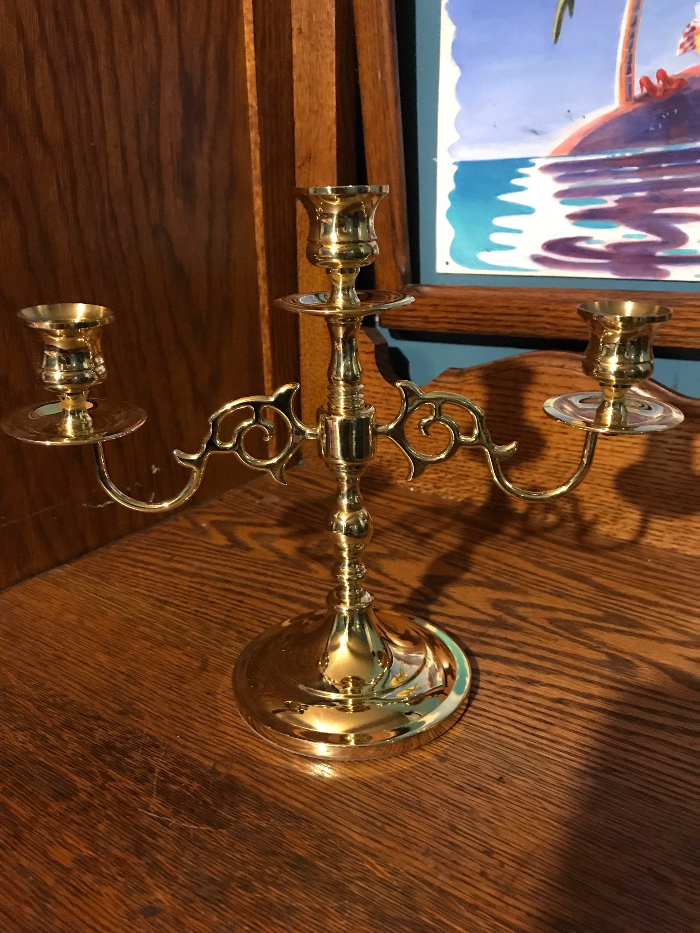 Vintage Baldwin Brass Candelabra. Vintage Brass Three Arm Candelabra