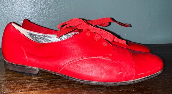 Vintage 90’s Carel Paris Red Leather Loafers, Size 6.5