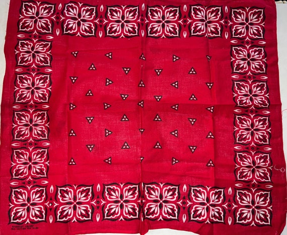 Vintage Bandana. Red Bandana. Vintage Soft Red Bandana. 1980s Red and White Bandana.