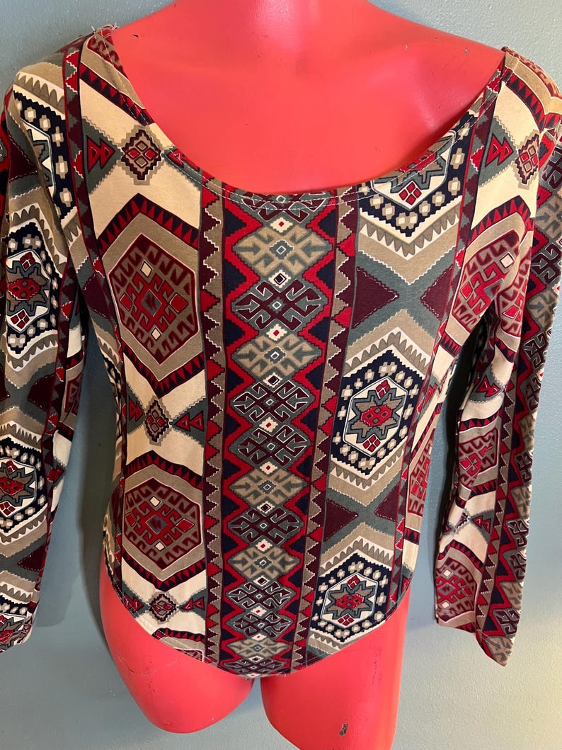 Vintage 1990's Abstract Design Bodysuit, Size Large 画像 2