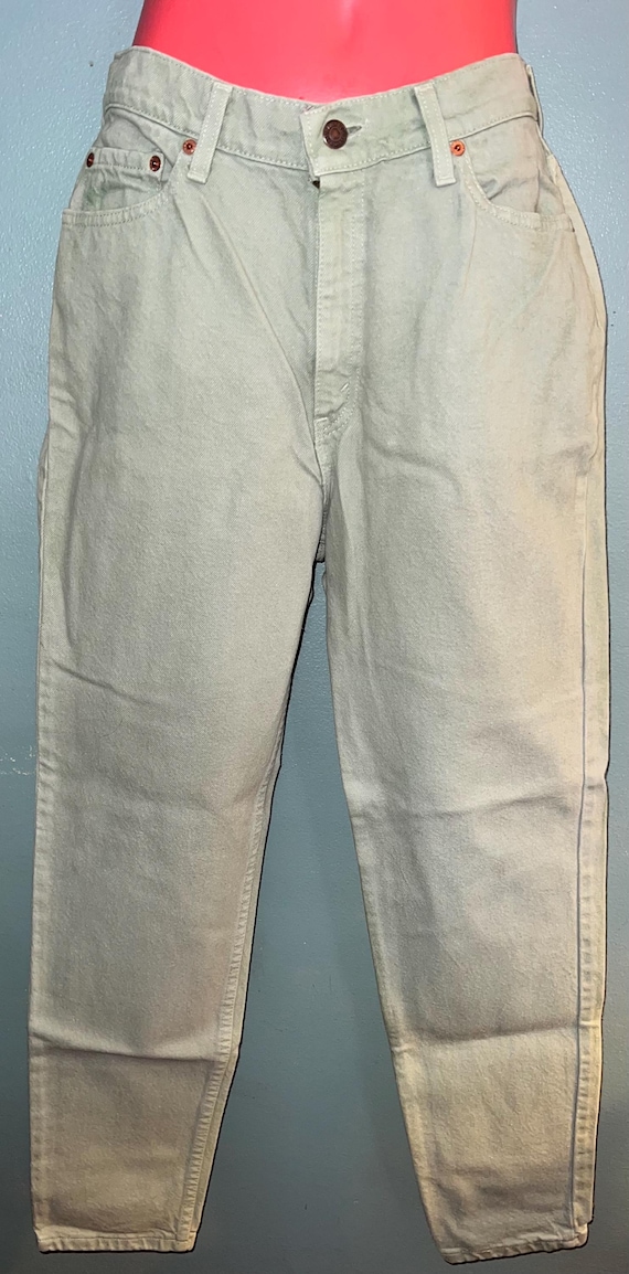 Vintage 1980’s Light Green 80's Levi 535 Jeans, Size 13
