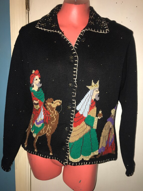 Ugly Christmas Sweater. Vintage Ugly Three Kings C