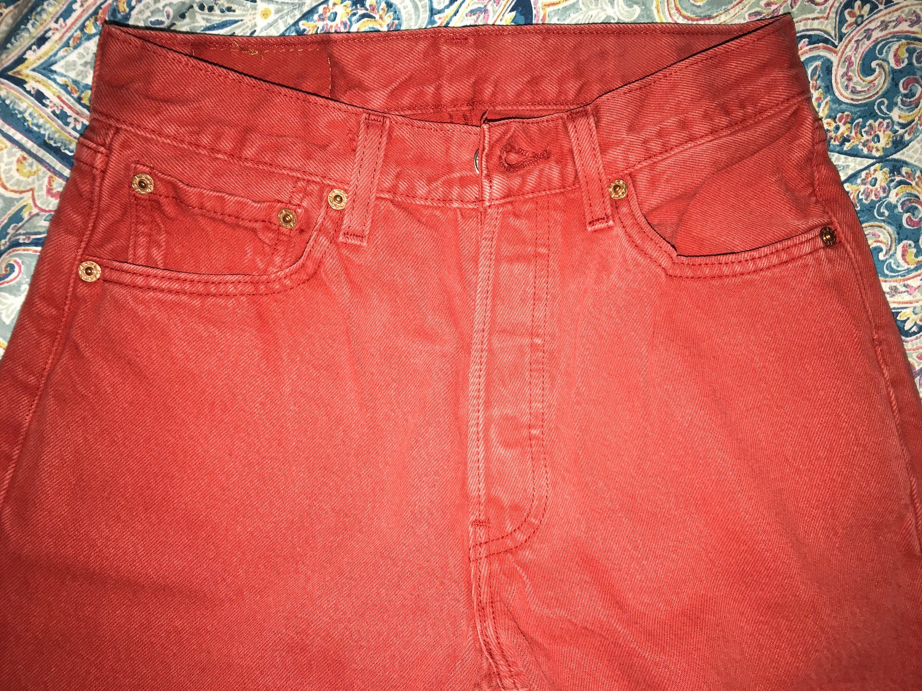 Vintage Levi 501 Red Jeans. 90's Red Jean Levi's. Levi 501 Button Fly ...