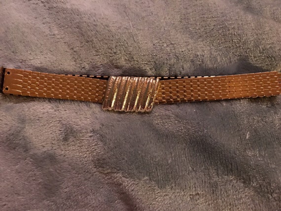 Vintage Elastic Metal Belt. Gold Metal Belt. 80's… - image 3