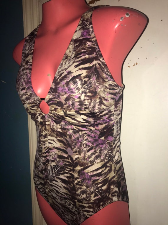 Vintage 1990’s Swimsuit. Vintage Brown and Purple… - image 4