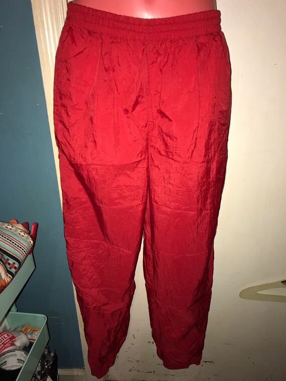 Vintage Windbreaker Pants. Red Windbreaker Pants.