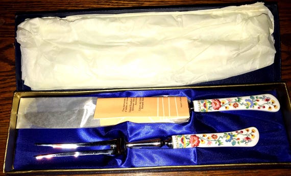 Vintage Coalport Stainless Steel and Porcelain Servers, Made in England