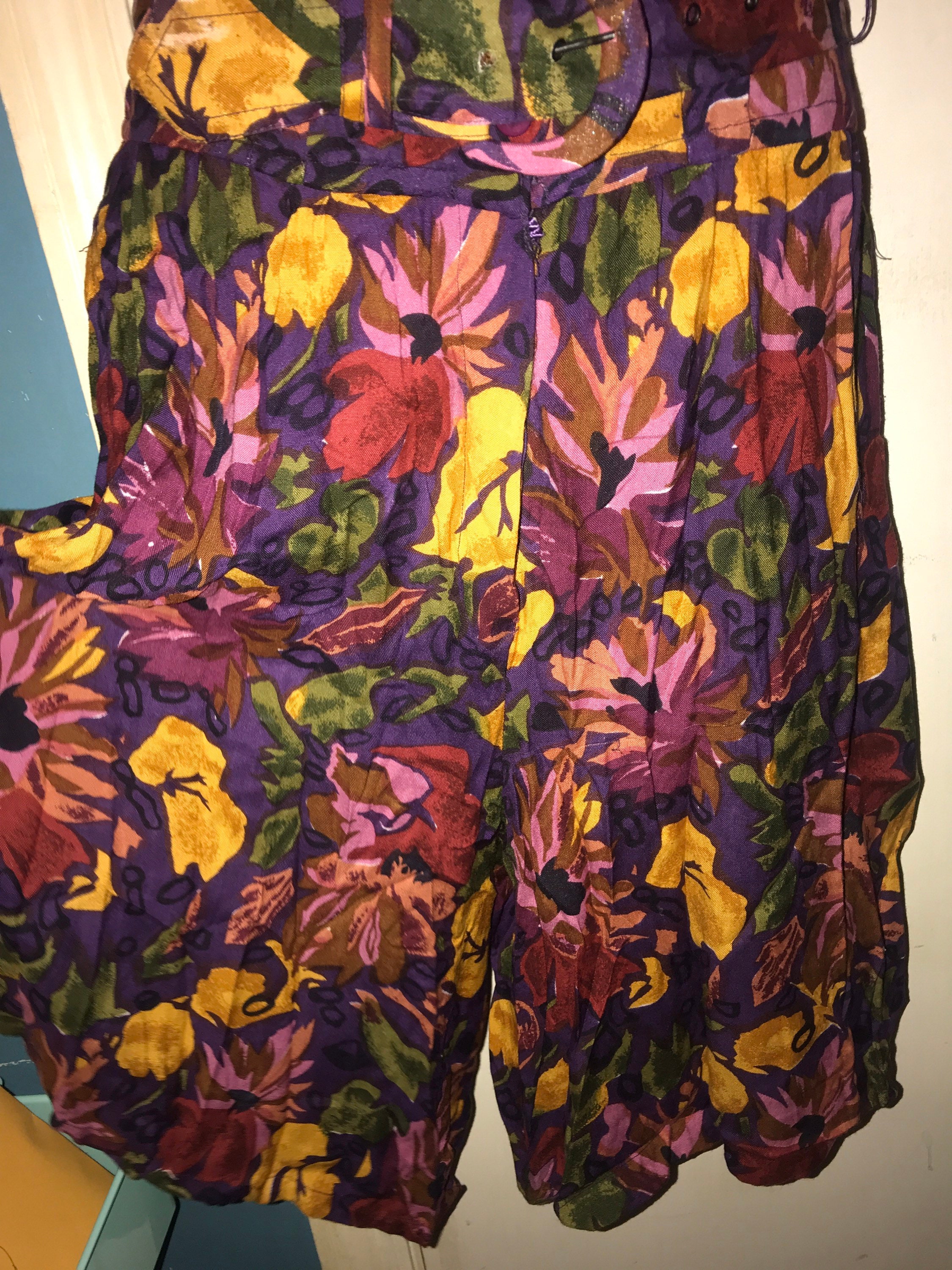 Vintage 80's One Piece Shorts Outfit. Flower Outfit. One Piece Shorts ...