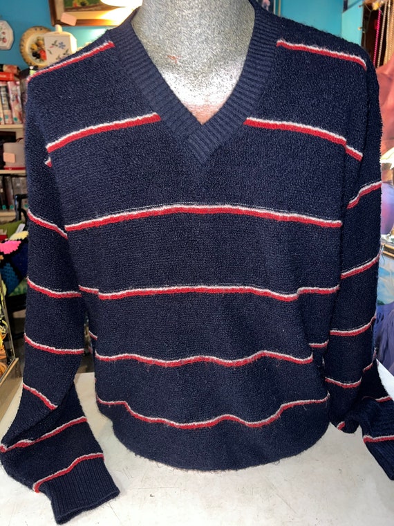 Men's Vintage Sweater. 1980’s Navy Blue Sweater. … - image 1