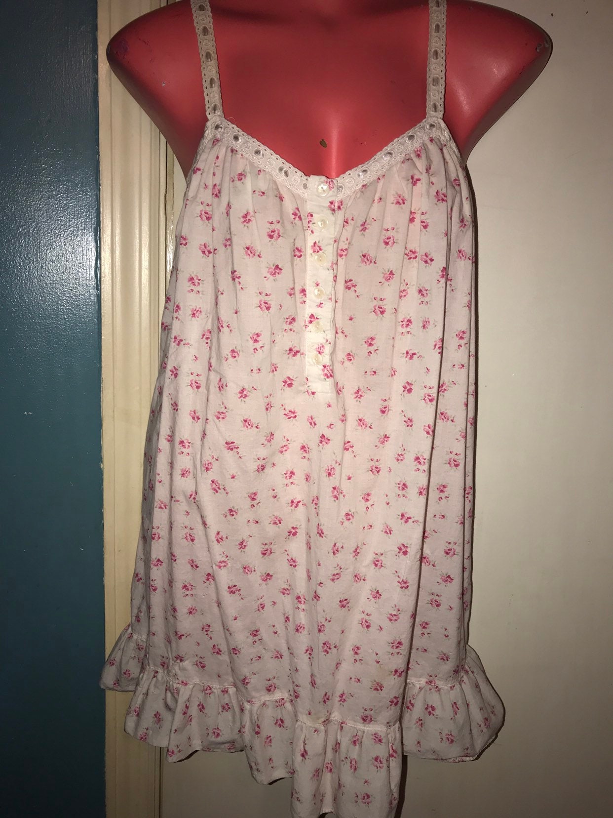 Vintage Victorias Secret Nightgown. Short Pink Floral Country Cottage ...