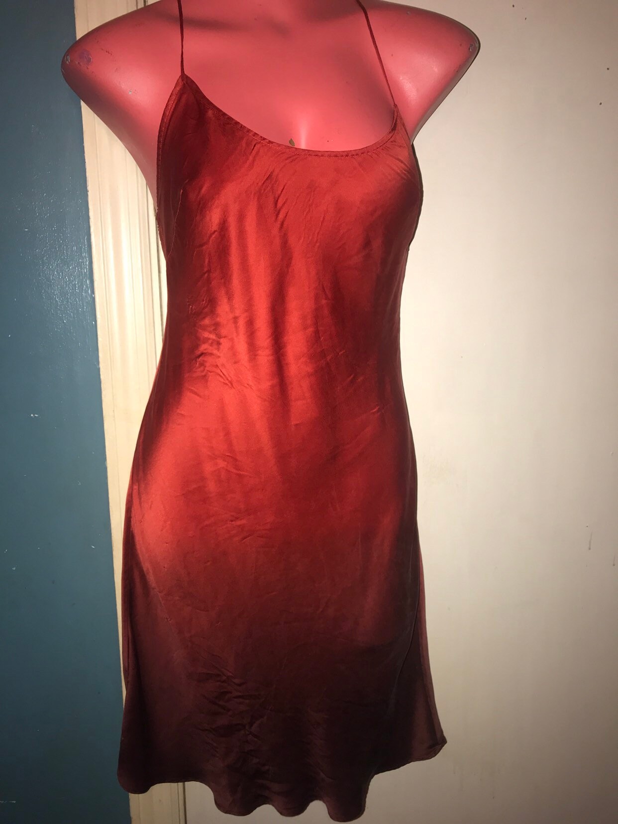 Vintage Silk Nightgown. Victorias Secret Red Silk Nightgown