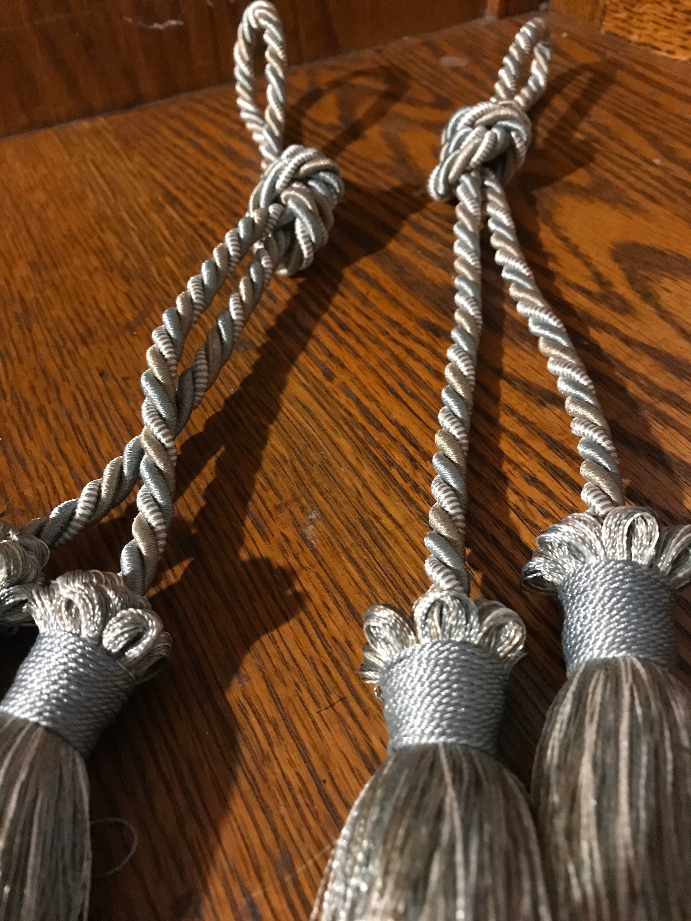 Vintage Set of Two Silver and Gold Rope Tassels. Silver and Gold