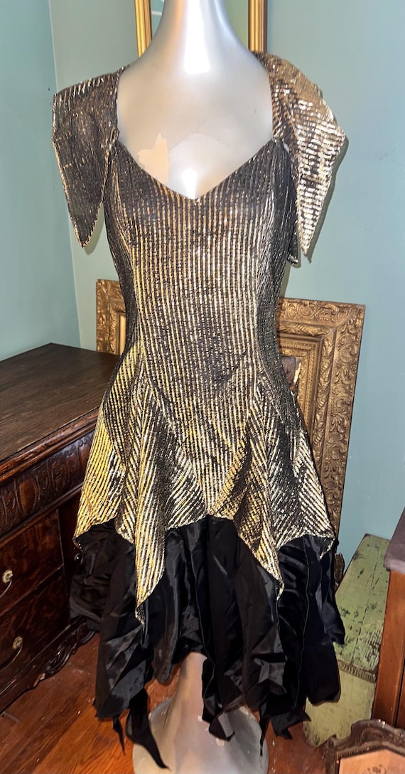 Vintage 1990’s Wild Gold and Black Dress, Gothic Sweetie, Witch Costume!