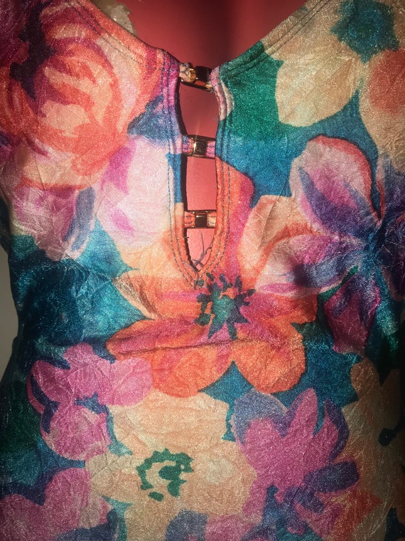 Vintage 1980's Swimsuit. Vintage Colorful Floral … - image 2