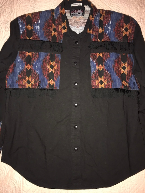 Vintage Women's Western Shirt. Black Western Butto