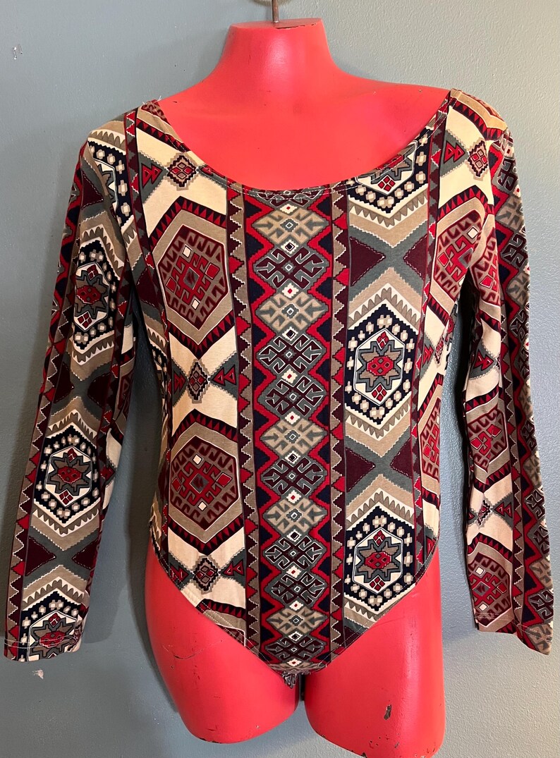 Vintage 1990's Abstract Design Bodysuit, Size Large 画像 1