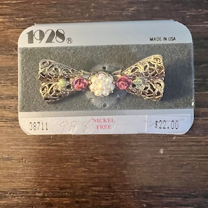Vintage 1928 Gold Bow Brooch, 1990’s 1928 Jewelry