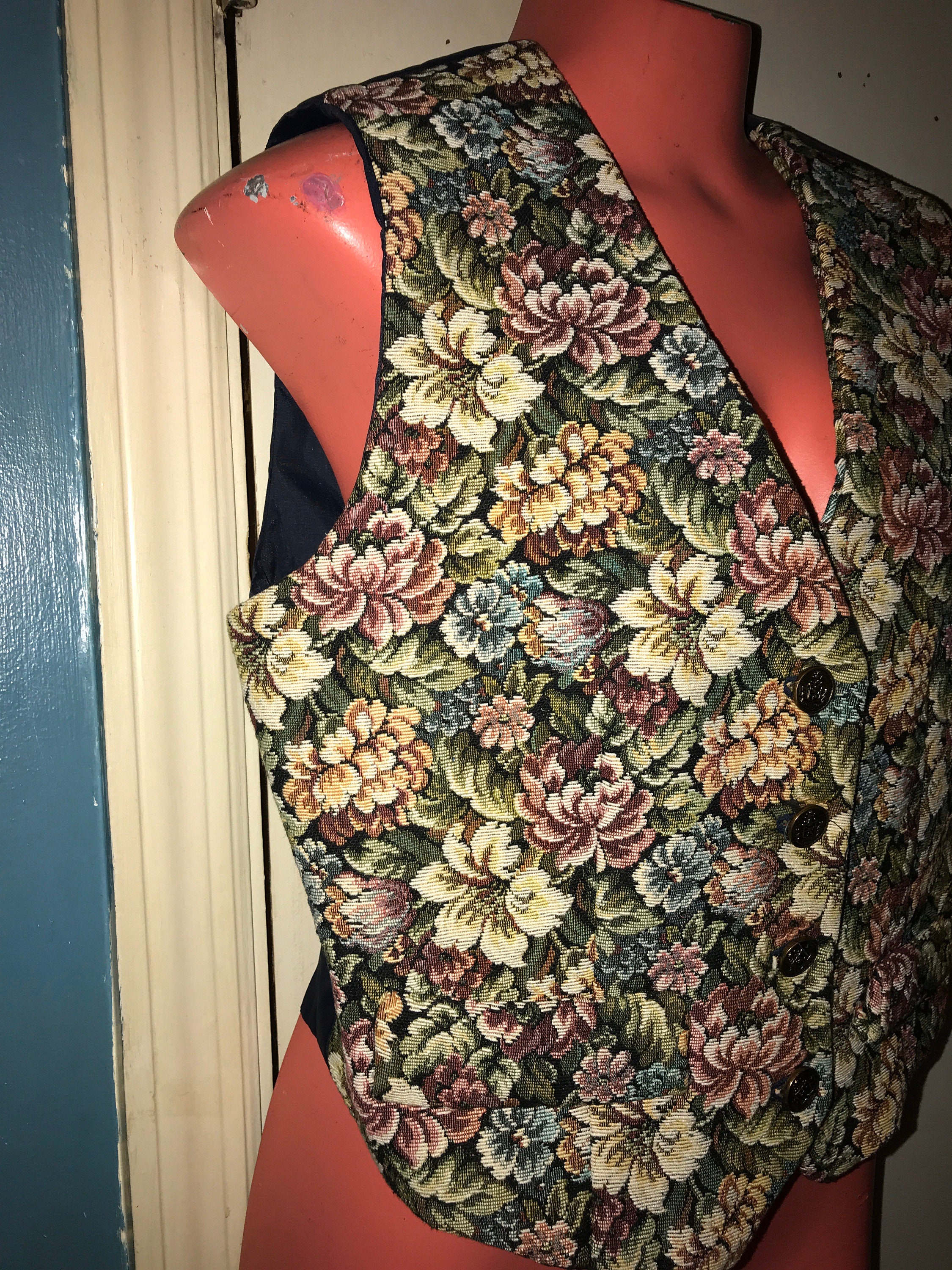 Vintage Tapestry Vest. Flower Tapestry Vest. Tapestry Vest. Novelty