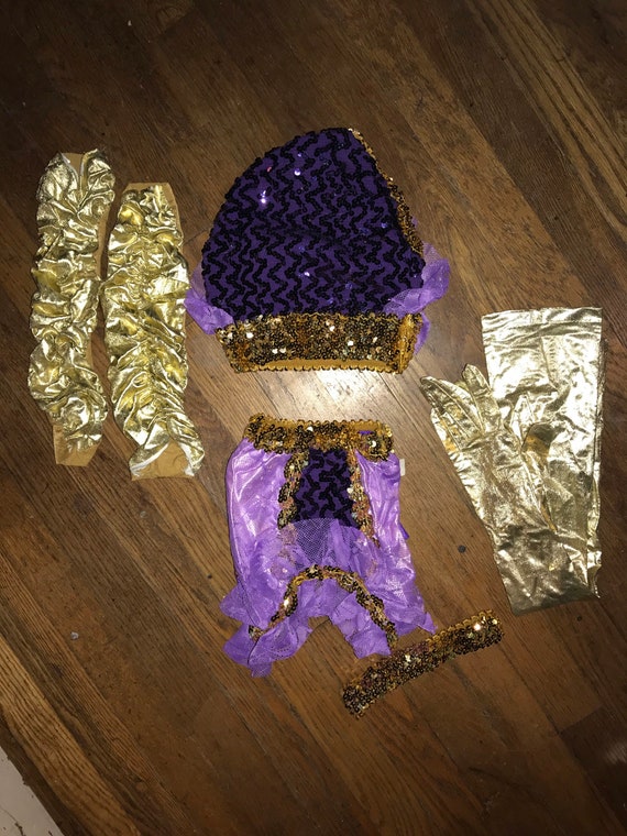 Vintage 1960’s Sequin Purple and Gold Tap Costume. Adorable Childs Dance Costume Kids Halloween Costume. Child’s Size 8